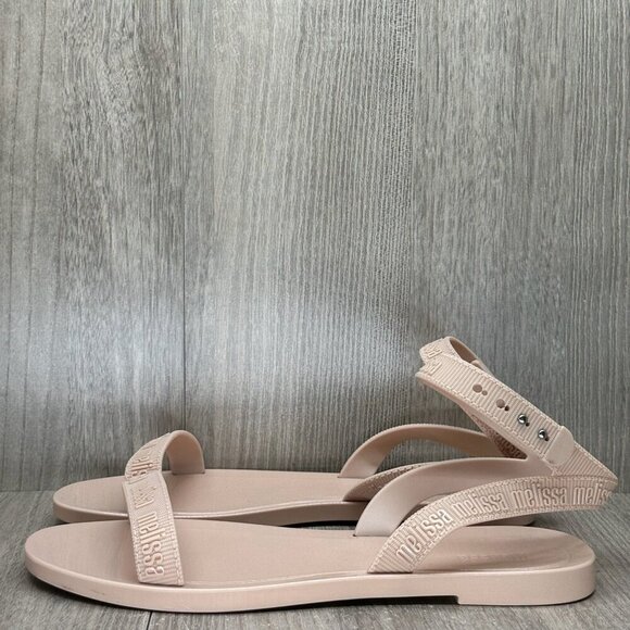 Melissa Sandals Womens Sz 5 M Lover Strappy Flats Vegan Synthetic Beige - Picture 5 of 12
